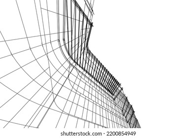 Ansicht der modernen Architektur 3D-Illustration