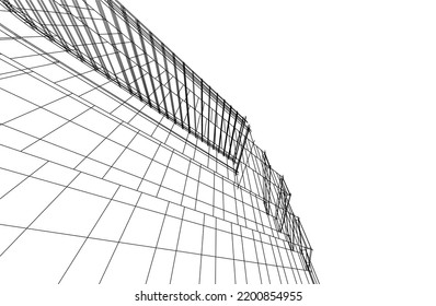 Ansicht der modernen Architektur 3D-Illustration