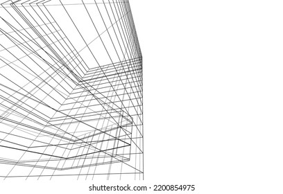 View of modern architecture 3d illustration