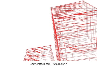 View of modern architecture 3d illustration
