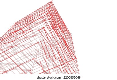 View of modern architecture 3d illustration