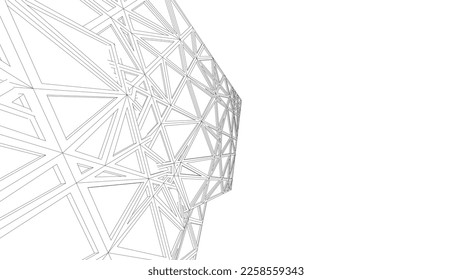 View of modern architecture 3d illustration