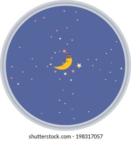 The view of moon in the dark night 