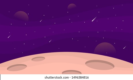 View from moon to purple sky. A Perfect for landing page, background and so on.