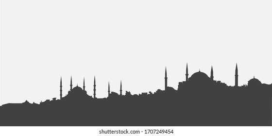 View of the mosque of Istanbul. Vector illustration.