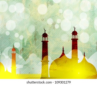 View of Mosque or Masjid on creative background. EPS 10.