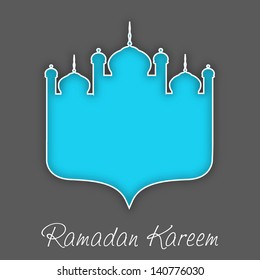 View of Mosque on grey background for Ramadan Kareem.