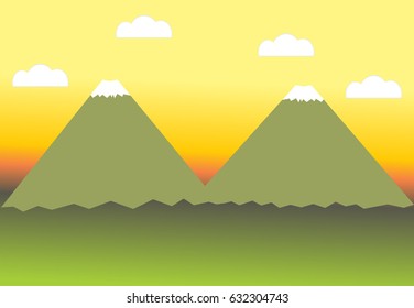 view of the mountain flat design paper design