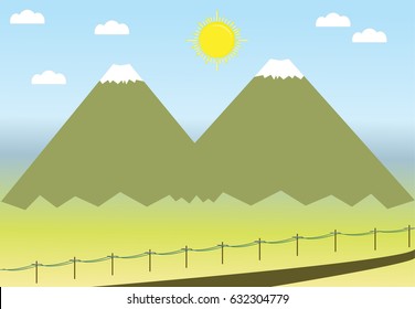 view of the mountain flat design paper design