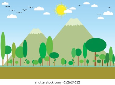 view of the mountain flat design paper design
