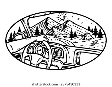 view of the mountain from inside the car