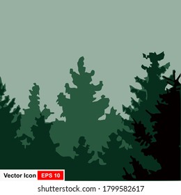 View of the mountain with pine trees. Smooth mountain background. Outdoor and hiking concepts. Vector illustration.