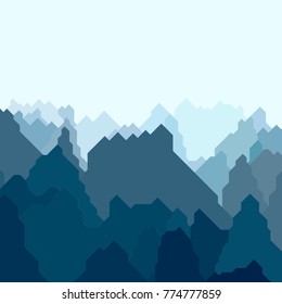 View of mountains in geometric forms. Vector format.
