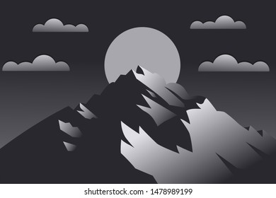 the view of the mountains at night  vector