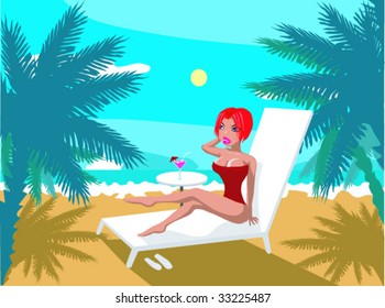 view of nice woman in tropical environment