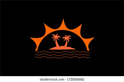 VIEW NIGHT BEACH VECTOR LOGO 