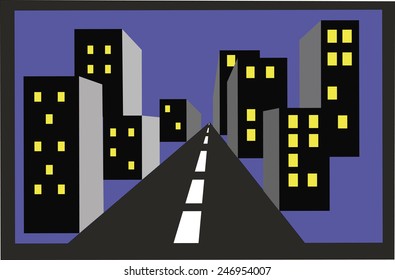 view of the night city 