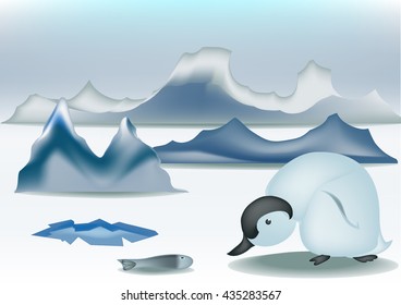 View North Pole Penguin and isolate Vector.