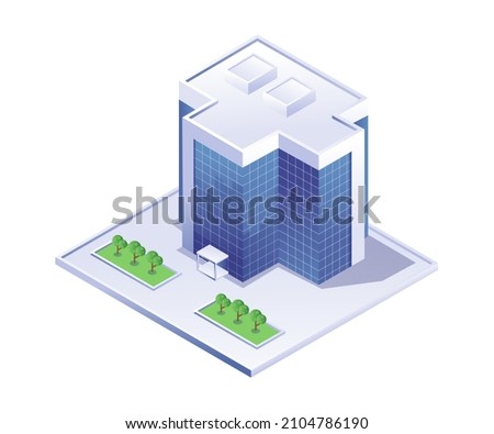 View of office building isometric illustration