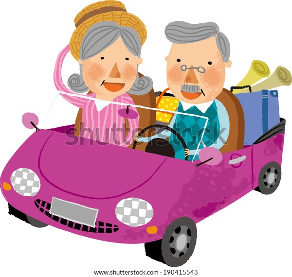 View Old Couple Car Stock Vector (Royalty Free) 190415543