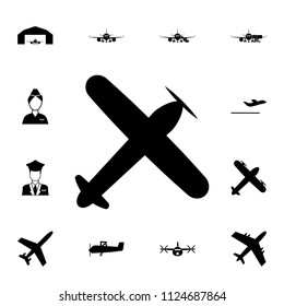 view of the old plane from above icon. Detailed set of Airport icons. Premium quality graphic design sign. One of the collection icons for websites, web design, mobile app on white background