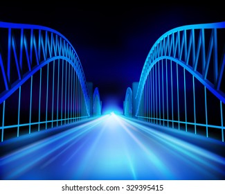 Ansicht auf der Brücke. Vektorgrafik.