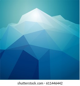 view on a icy mountain, low poly style