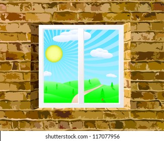 view on the landscape vector illustration