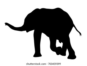 View on the silhouette of an african elephant - digitally hand drawn vector illustration