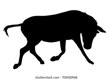 View on the silhouette of a moving zebra - digitally hand drawn vector illustraion