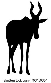 View on the silhouette of a red hartebeest - digitally hand drawn vector illustraion