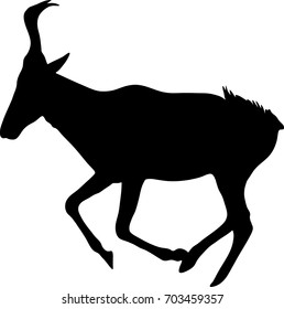 View on the silhouette of a red hartebeest - digitally hand drawn vector illustraion