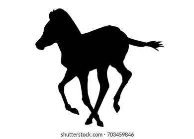 View on the silhouette of a Zebra Kitten - digitally hand drawn vector illustraion