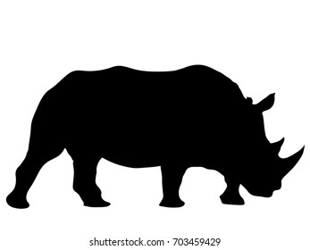 View on the silhouettes of a rhinoceros - digitally hand drawn vector illustraion