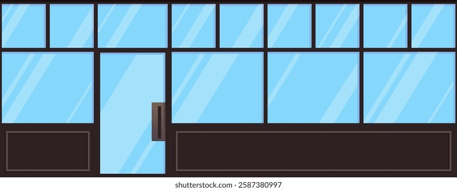 View from the outside of a shop window, coffee shop or other commercial establishment. Flat cartoon vector illustration.