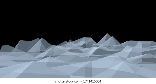 View over space landscape.  3D ice futuristic landscape. Vector si-fi background.