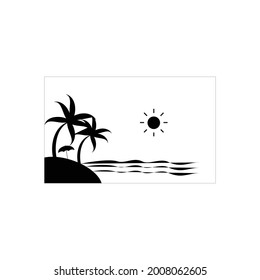 view of palm trees and sun by the beach icon, beach icon summer symbol icon vector illustration
