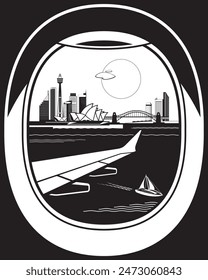 Vista desde avión de pasajeros a Sídney - Ilustración vectorial