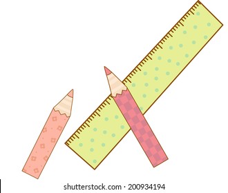 The view of pencil with ruler 