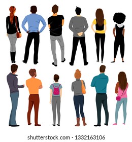 view of people behind. group of people. a set of vectors