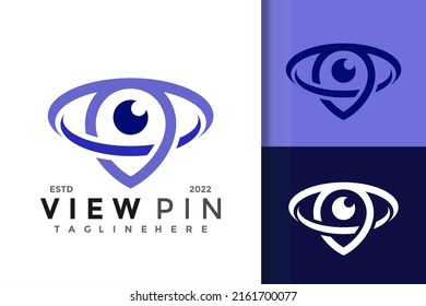 View Pin Location Logo Design Vector Template