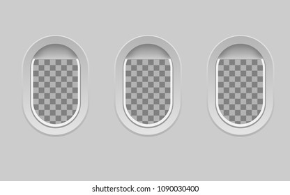 View of plane's cabin windows with copy space in the windows for your view,your text