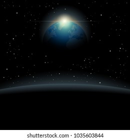 View of the planet Earth from outer space background , vector, illustration 