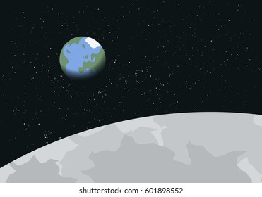 View of planet Earth from the surface of the Moon