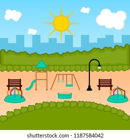 View of a playground with slides