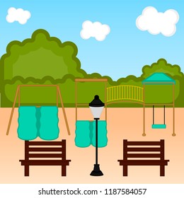 View of a playground with slides