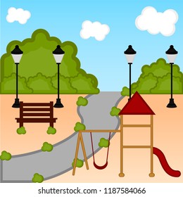 View of a playground with slides
