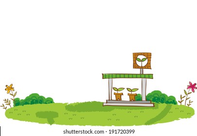 The view of the pots in the grassland 
