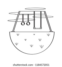 View of a public playground with a swing