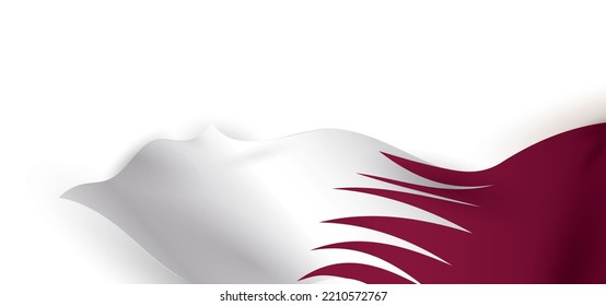 View of Qatar flag with waving effect. Design in gradient style over white background.